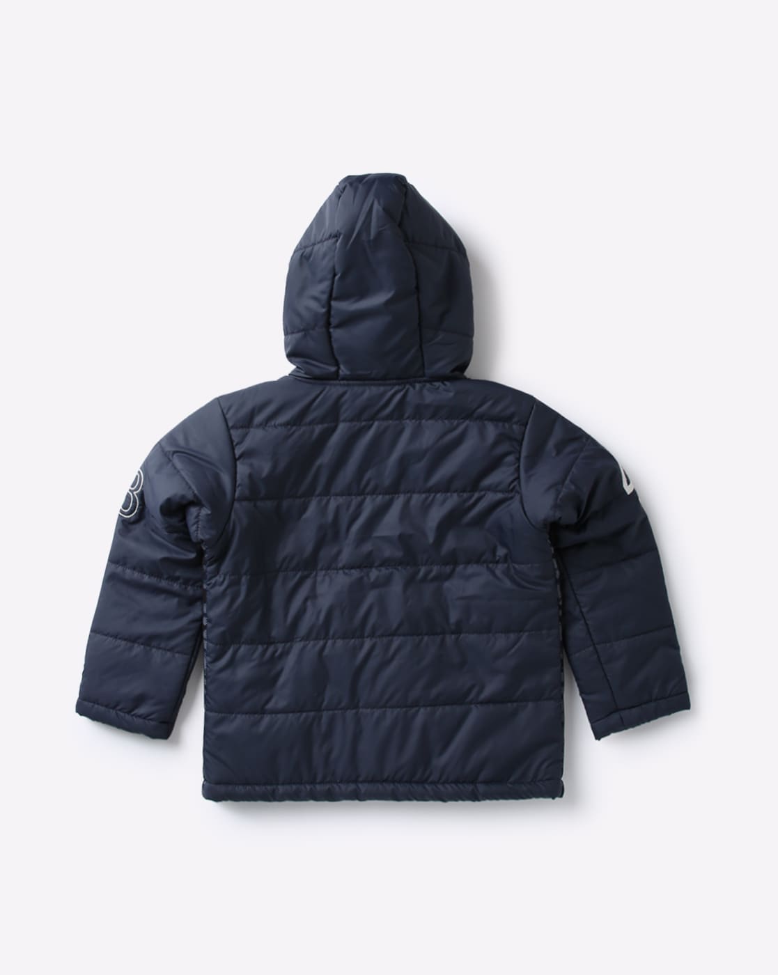 navy blue puffer jacket with hood