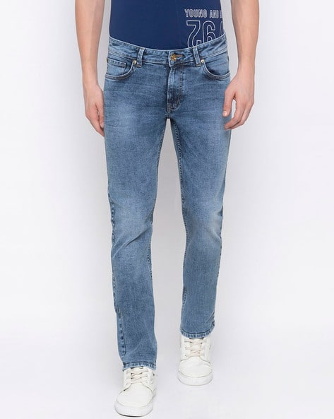 Mid-Wash Slim Fit Jeans