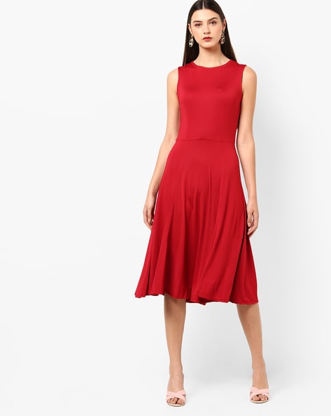Three Quarter Sleeve Fit And Flare Mini Womens Dress-red-xl : Target