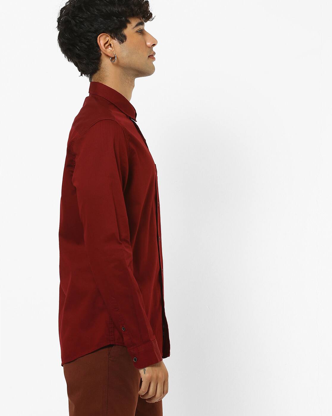 Buy Maroon Shirts for Men by NETPLAY 