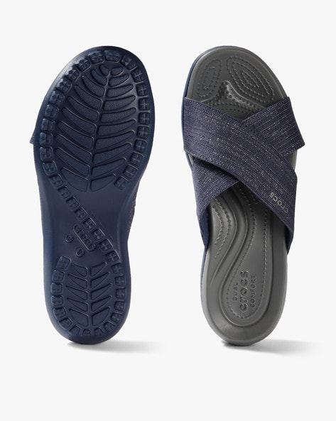 Buy Grey & White Flat Sandals for Women by CROCS Online | Ajio.com