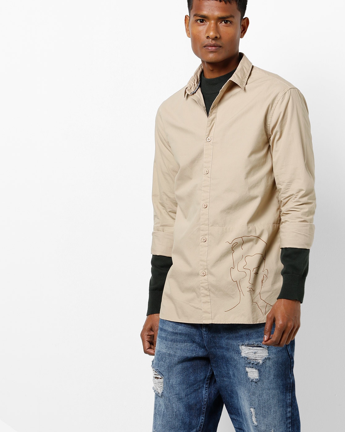 Buy Beige Shirts for Men by AJIO Online