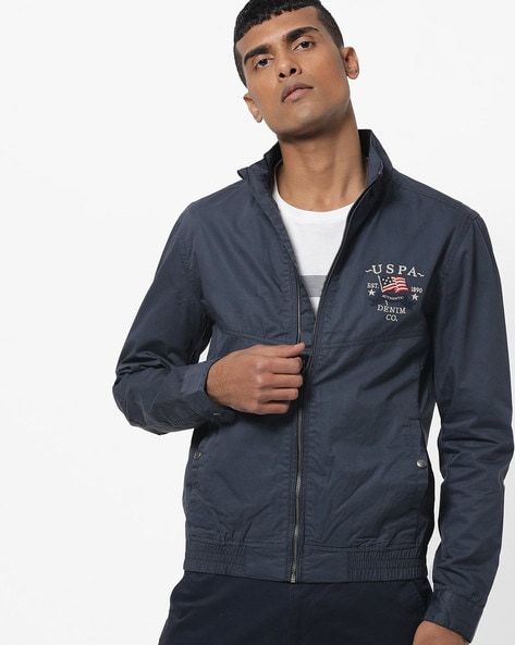 Us polo assn front zip jacket with insert pockets blue new arrivals