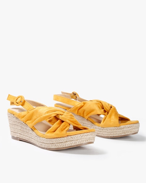 Mustard yellow shop wedge sandals