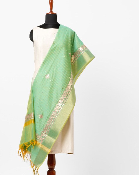 Printed Silk Dupatta with Butta Embellishment Price in India