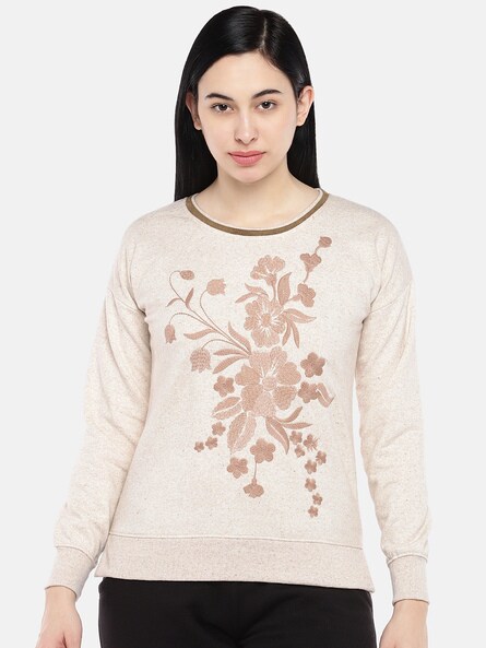 cream embroidered sweatshirt