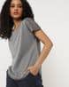 Shimmery Top with Lace Inserts