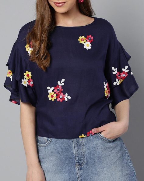 Buy Navy Blue Tops for Women by HARPA Online