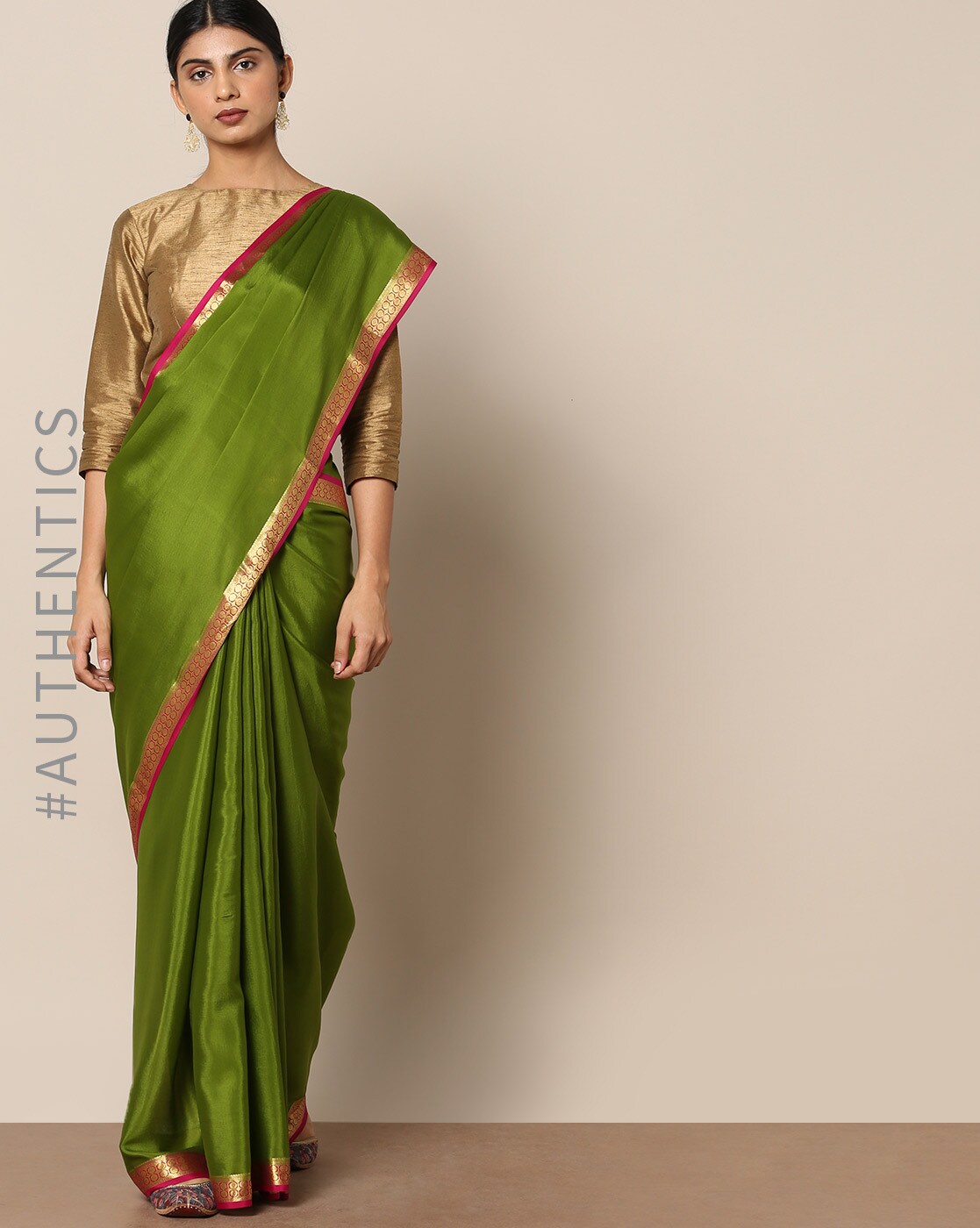 Buy Green Sarees for Women by RudrakaasheMSU Online | Ajio.com