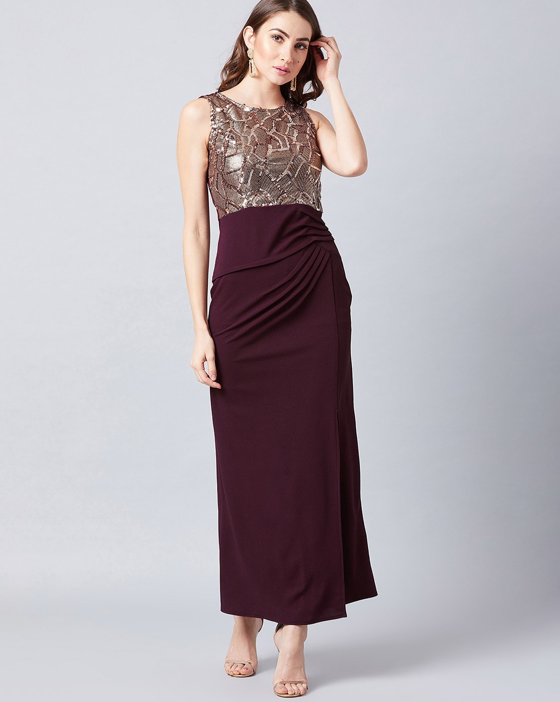 maroon maxi dress online india