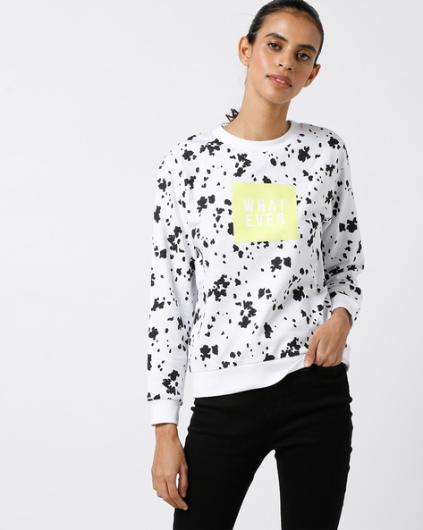 white printed sweatshirt