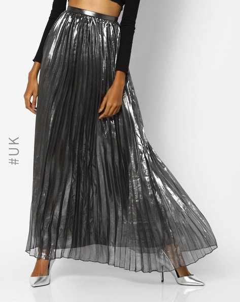 Buy metallic clearance pleated skirt online