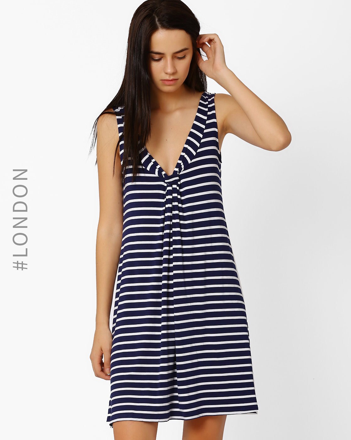 marks and spencer blue and white striped dress