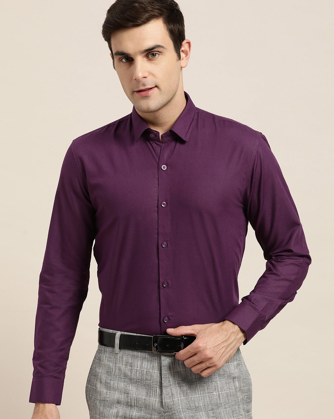 Buy Dark Purple Shirts For Men By Sojanya Online Ajio Com
