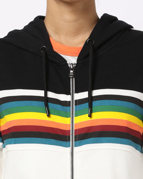 Rainbow striped hoodie online