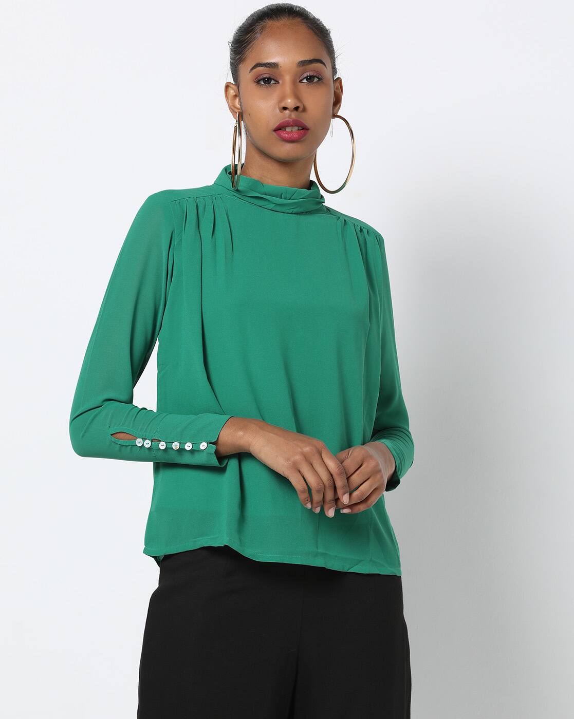 high round neck tops