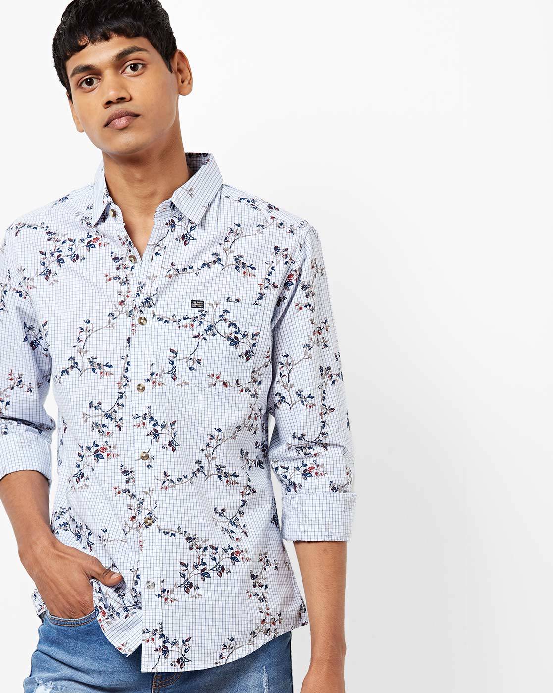 light blue floral dress shirt