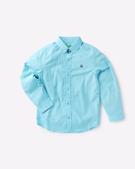 Cotton Shirt with Spread Collar