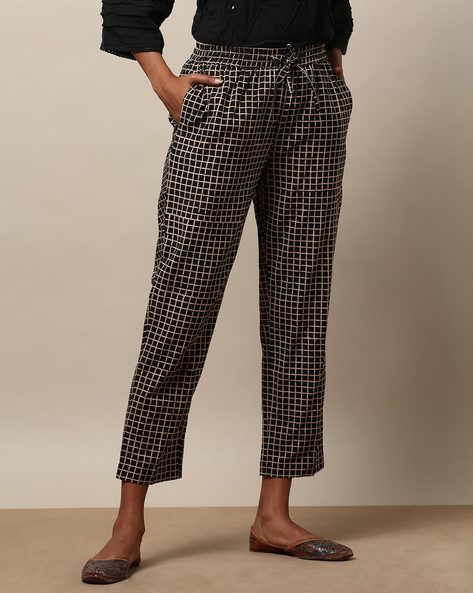 Buy Women Multi Regular Fit Check Casual Trousers Online  759535  Allen  Solly