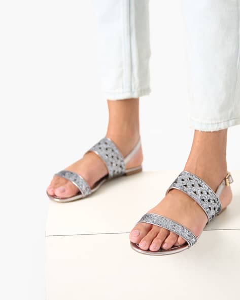 Slingback Shimmery Flat Sandals