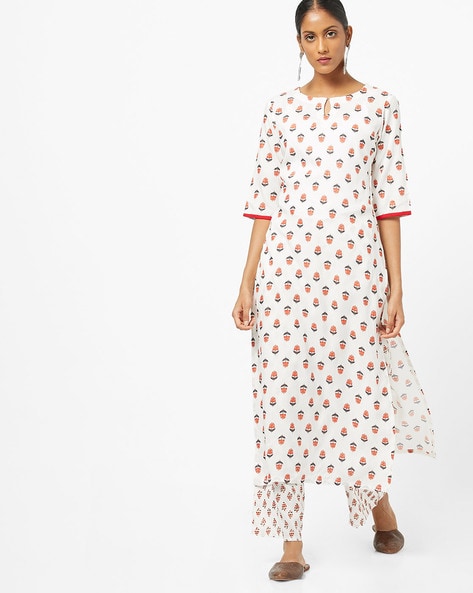 Gerua Floral Print Straight Kurta with Palazzos