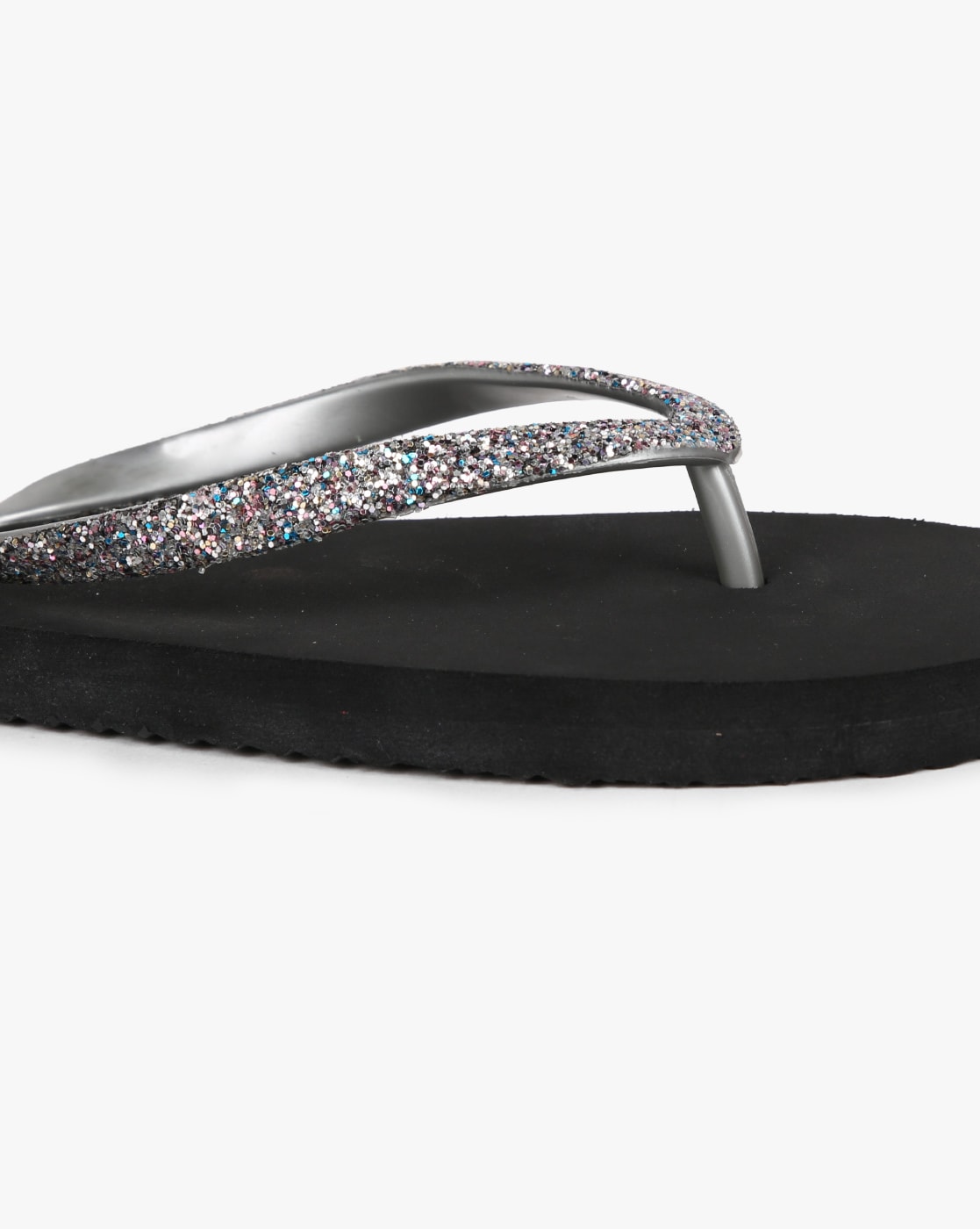 Black flip flops with sparkles online