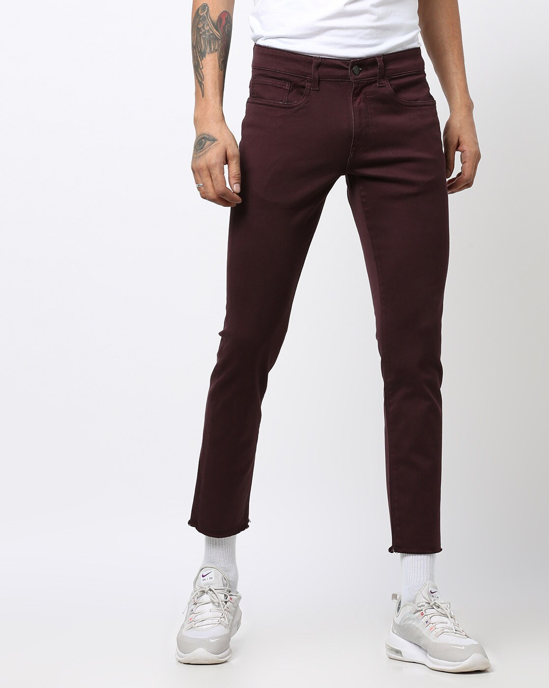 maroon skinny jeans mens