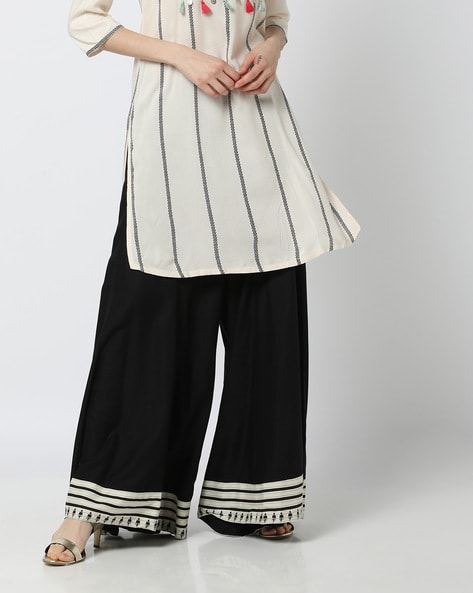 Flared Palazzo with Printed Hem Price in India