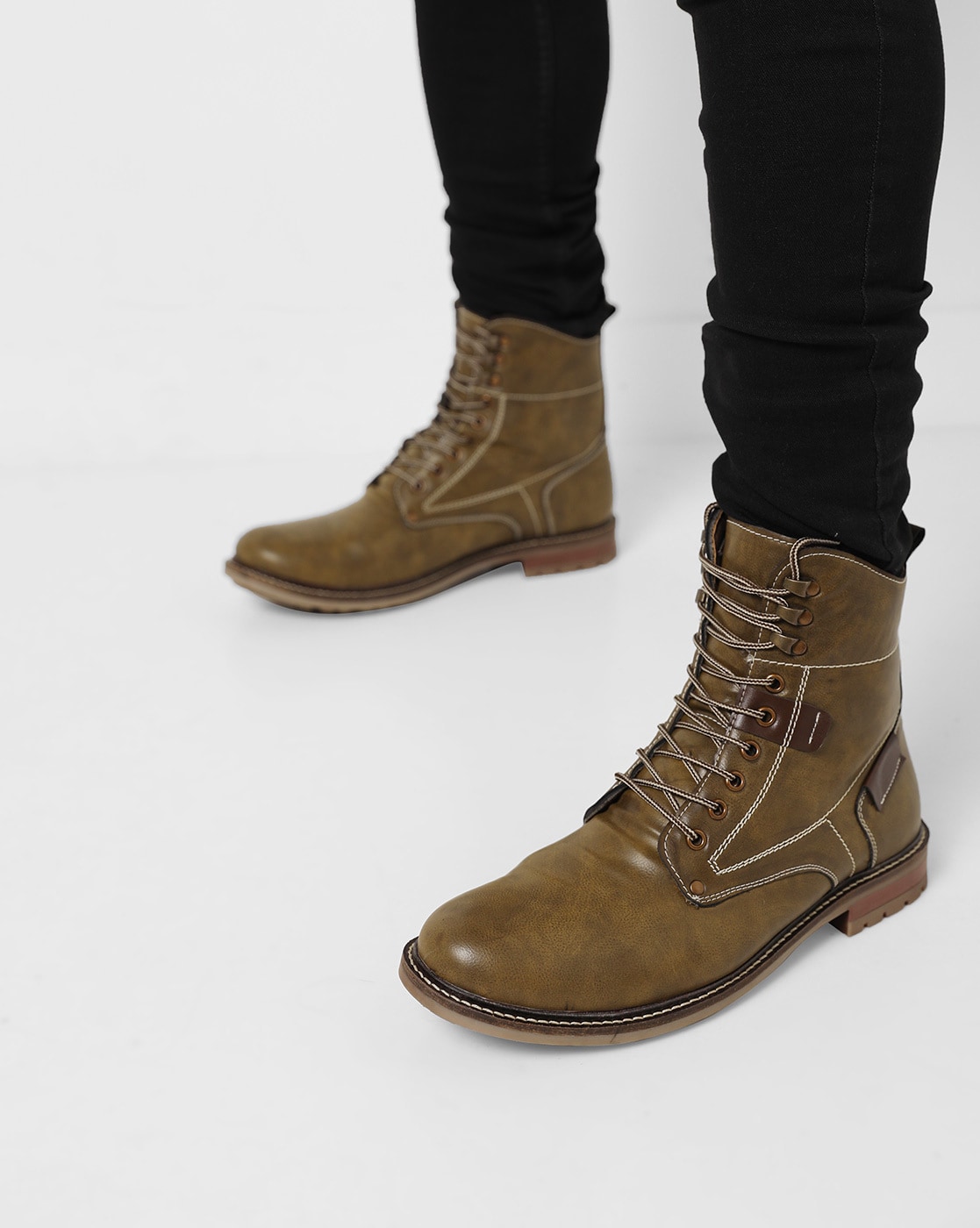 Buy Olive Green Boots for Men by ESCARO 