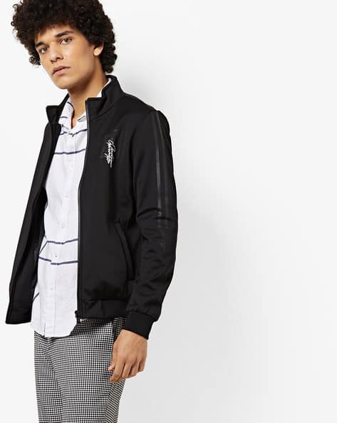 Zip-Front Sports Jacket With Insert Pockets By The Indian Garage Co ( Black )