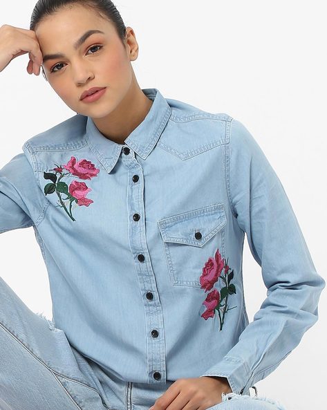 Women's Stetson Denim Floral Embroidered Shirt Dress | Let's Ride Boots and  Apparel