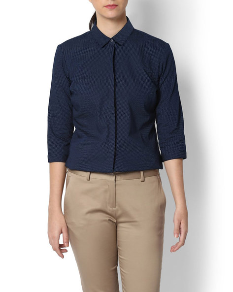Buy Navy Blue Shirts for Women by VAN 