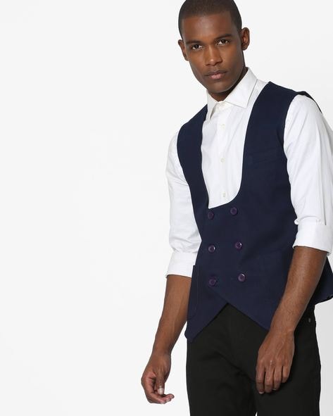 Double breasted low outlet cut waistcoat