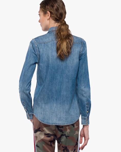 Replay Women's Atelier Replay Denim Shirt with Ruffles – Bluesalon.com