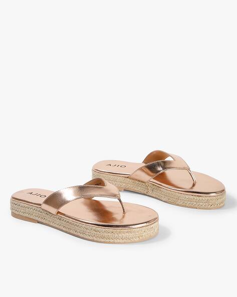 Buy Rose-Gold Flat Sandals for Women by AJIO Online
