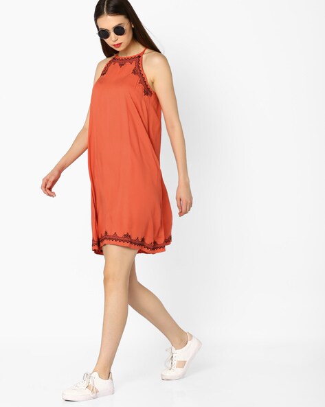 Coral shift dress new deals look