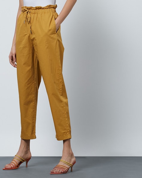 Buy Mustard Yellow Trousers  Pants for Women by Outryt Online  Ajiocom