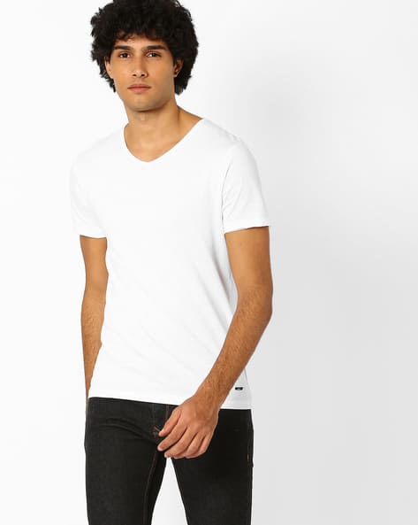 fitted white t shirt mens
