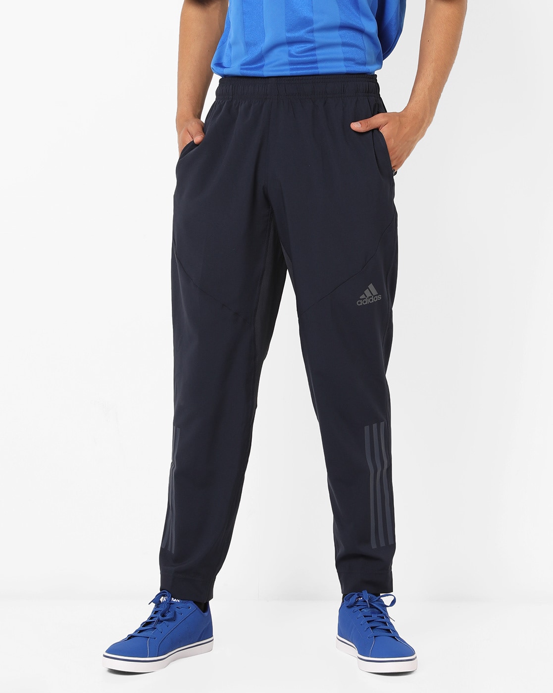 adidas navy blue track pants