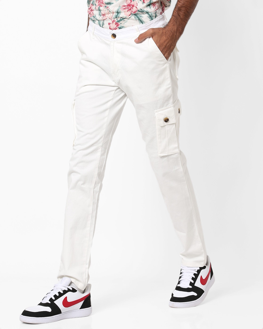 COLLUSION low rise straight leg cargo trousers in white  ASOS