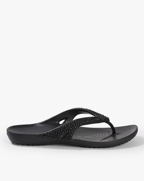 Crocs embellished flip sale flops