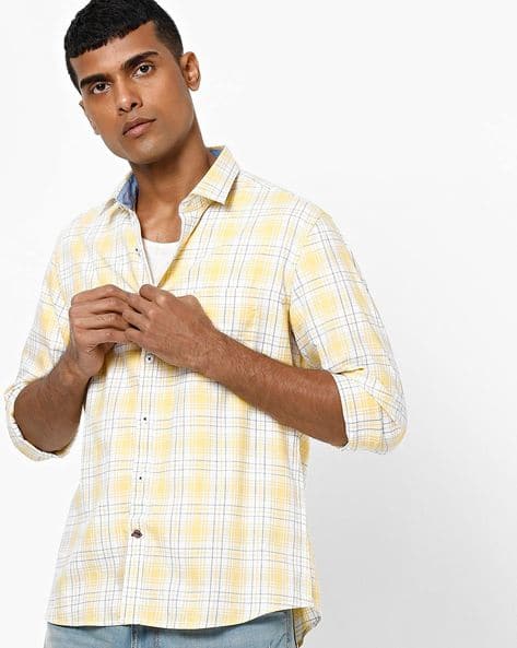 Checked Slim Fit Shirt with Patch Pocket