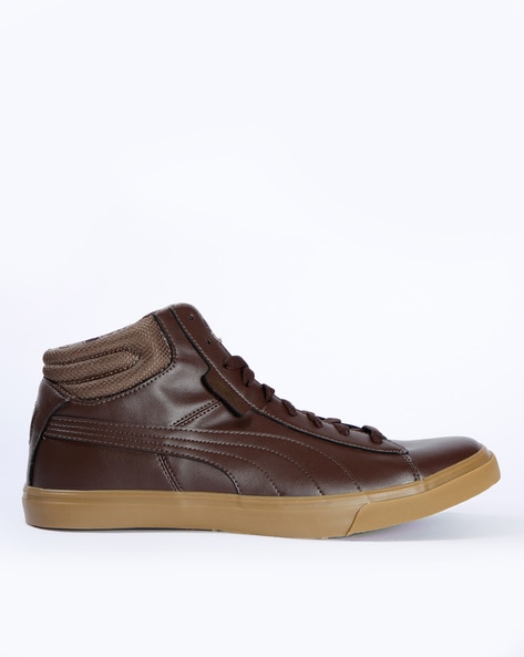 puma brown leather sneakers