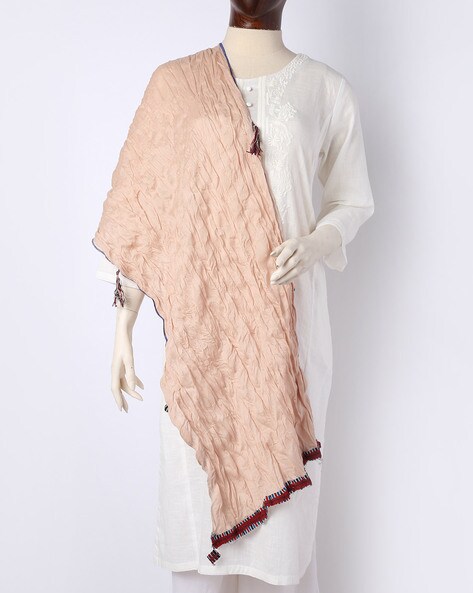 Crinkled Dupatta with Printed Border Price in India