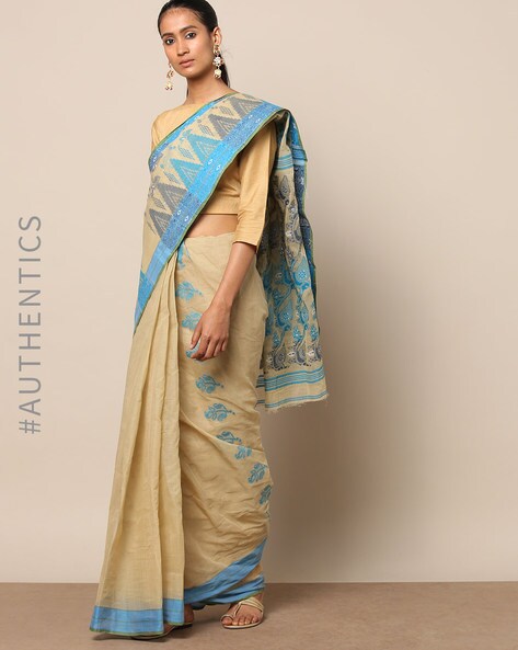 Semi Muslin Dhakai Saree (adi80643)