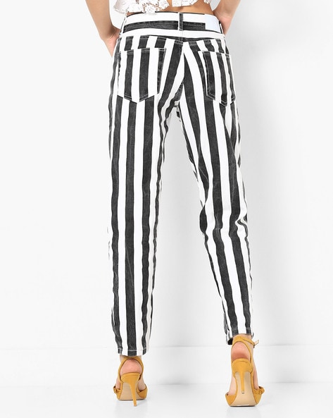 Striped High Waist Jeans