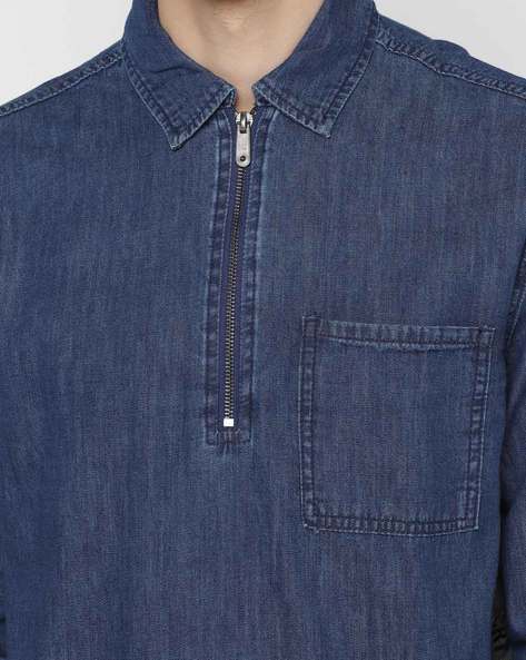 The Denim Zip Up Jacket in Vintage Blue – Frank And Oak USA