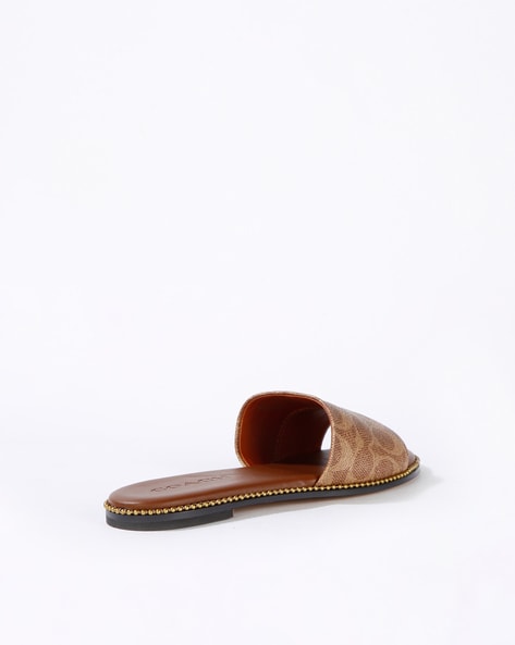 HADYN Tan Leather Women's Slide Sandals