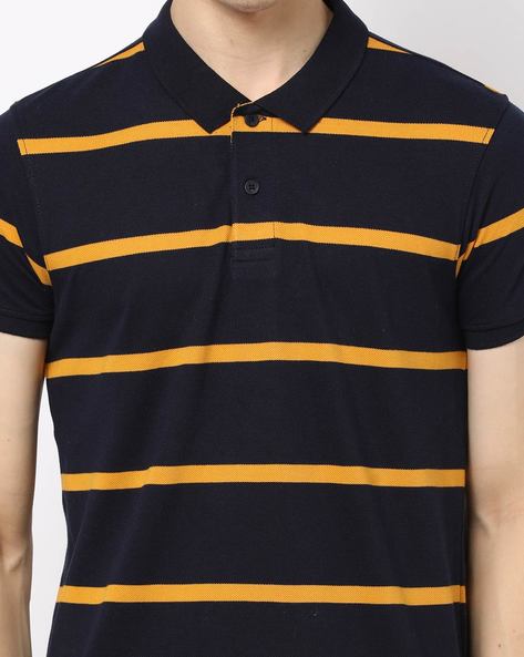AJIO Striped Polo T-shirt | Sign up and get 500 + Extra 30% Off on Your first Purchase + Free Shipping