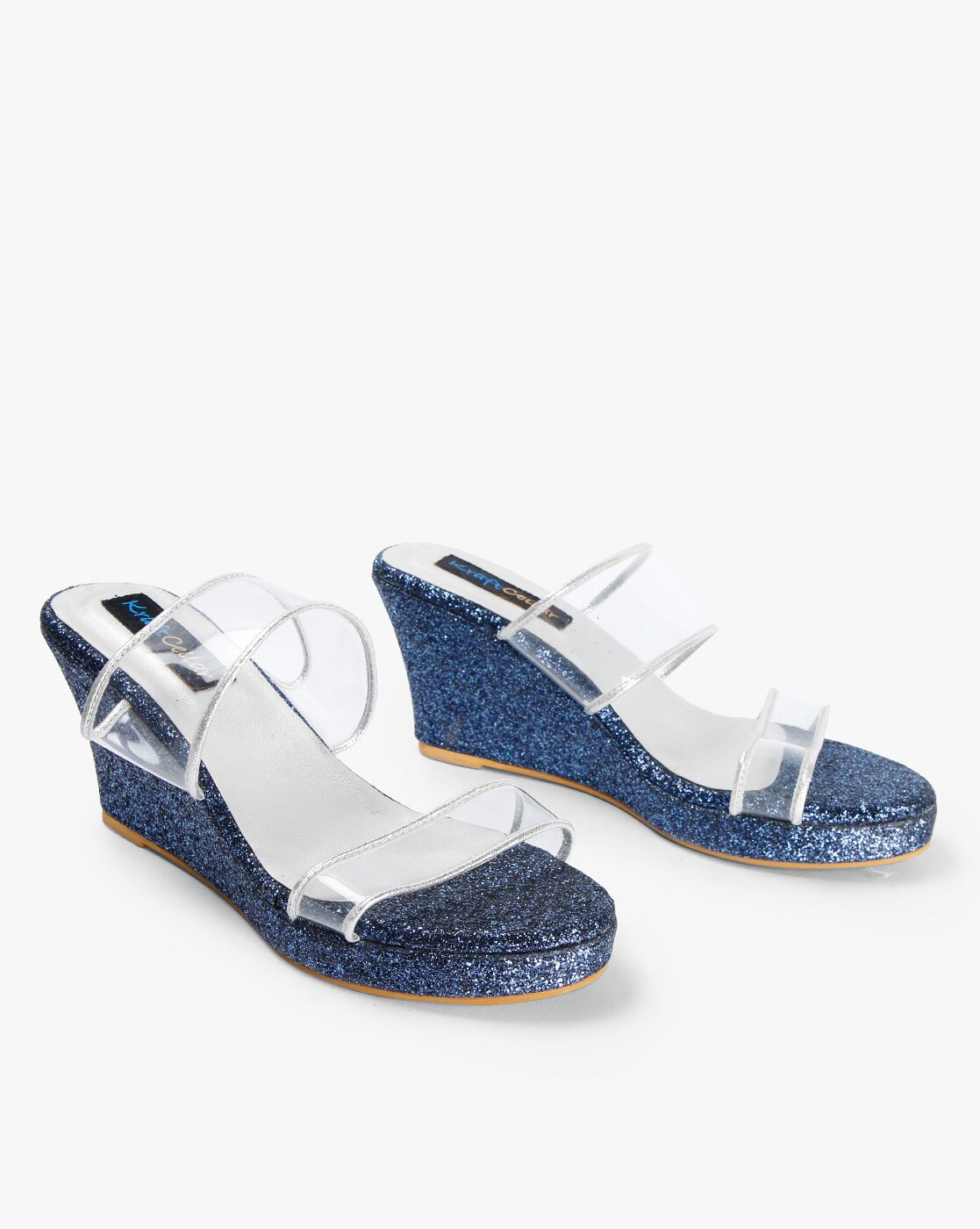 blue wedge heel sandals